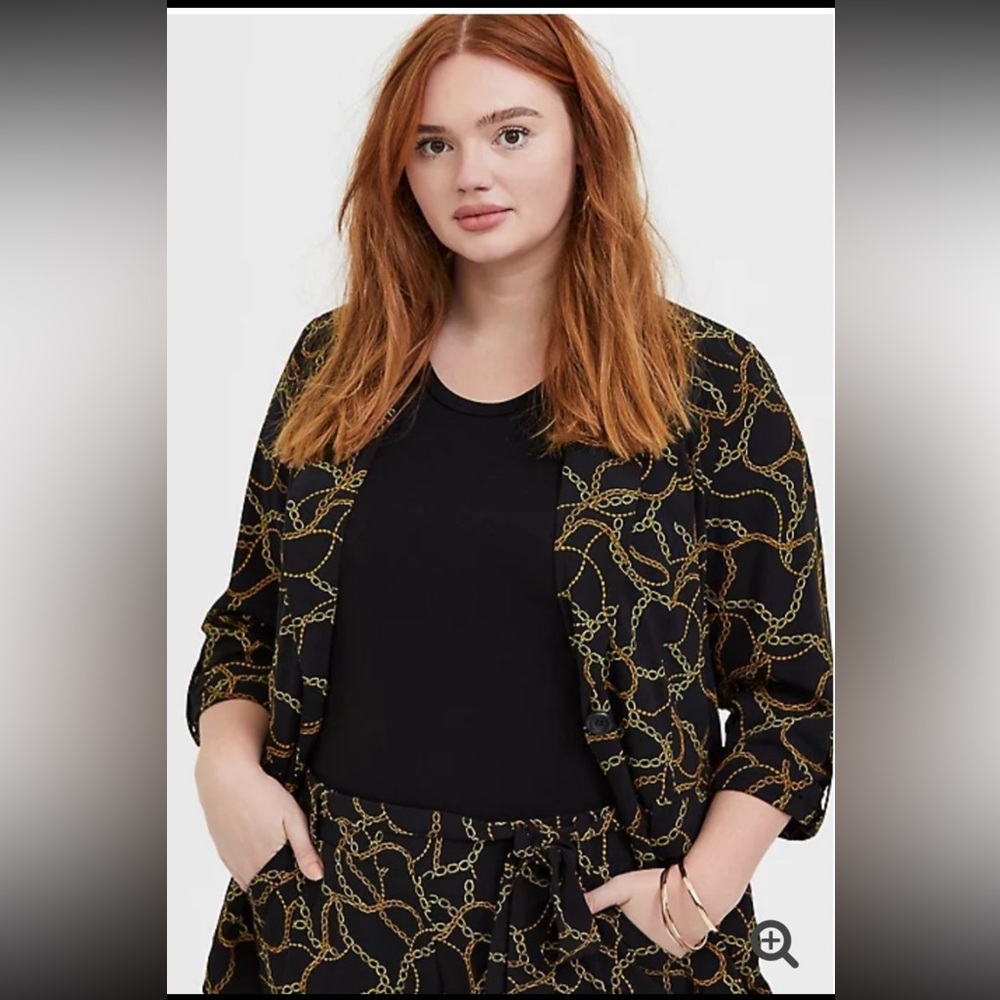 Torrid Black and Gold Chain Full Suit - Blazer with Pants